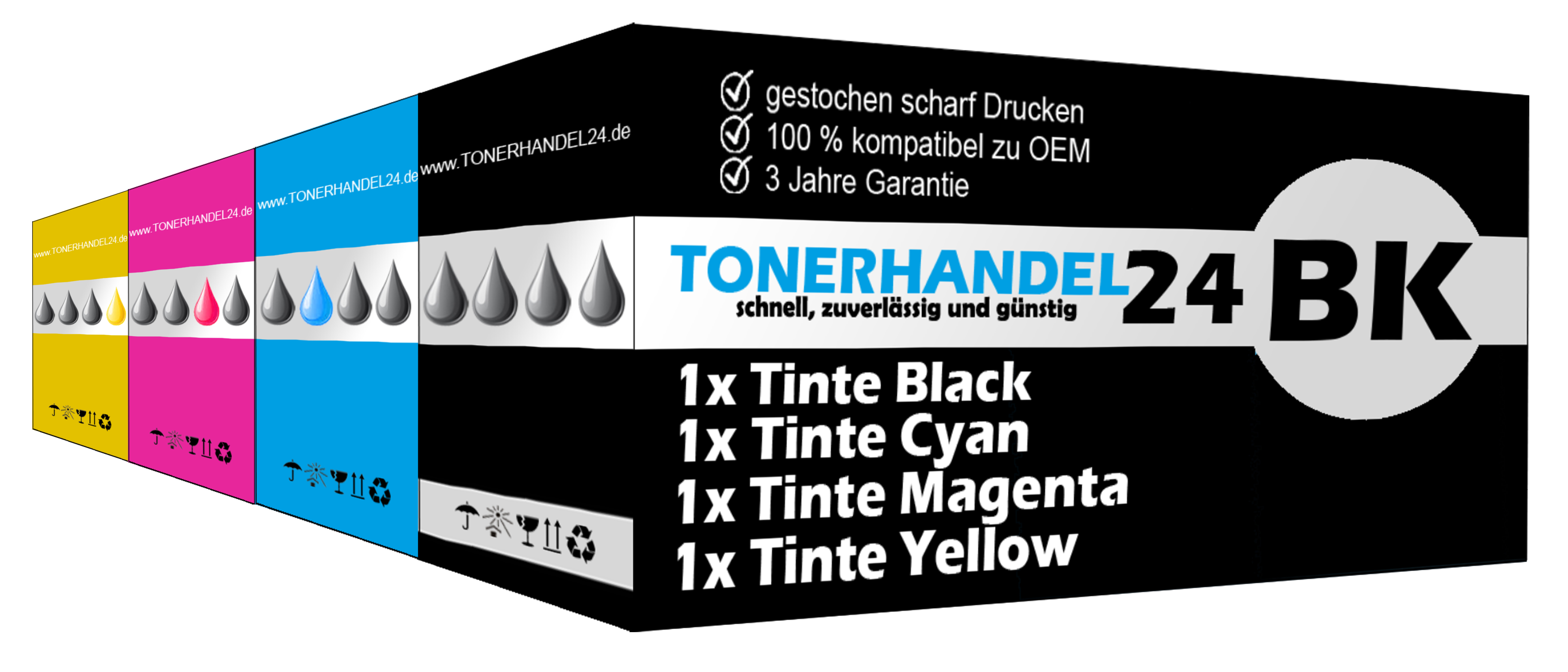 Kompatible Tintenpatrone gelb, magenta, schwarz, cyan (LC-980-1100X-3) ersetzt LC-1100M, LC-1100BK, LC-1100C, LC-1100Y