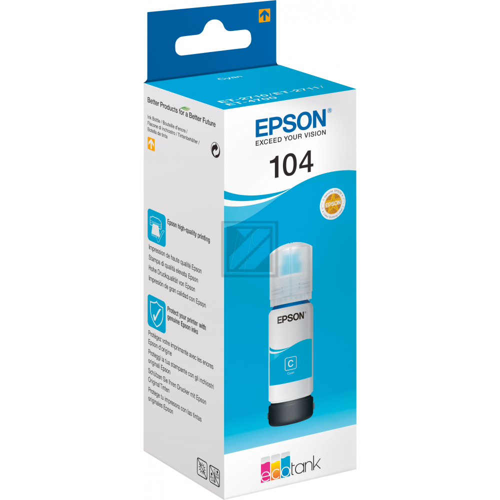Epson TintennachfÃ¼llflÃ¤schchen (ecotank) cyan (C13T00P240, 104)